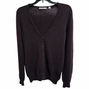 Uniqlo 100% Cashmere V Neck Cardigan Sweater Women’s Size M Brown Officecore